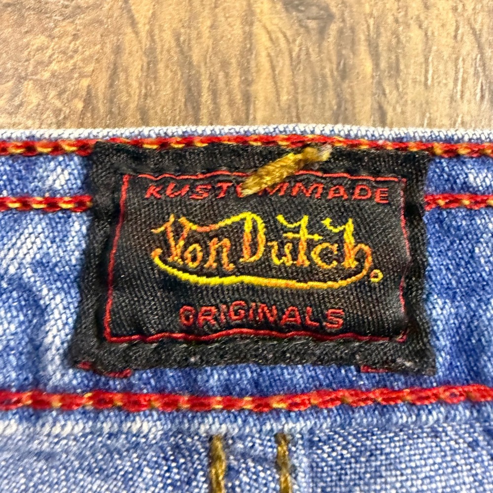 Vintage Y2K Von Dutch Women's 28x31 Graphic Flare Jeans BAD ZIPPER - Picture 2 of 12